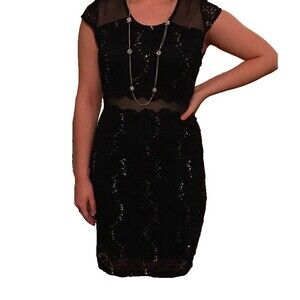 Urban Girl Formal Dress Size L Short Prom Dress With Sheer Panels, Lace, Sequins